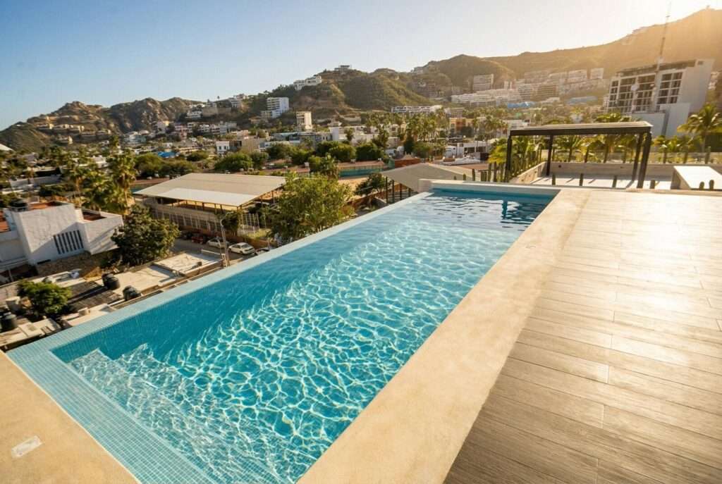 Los Cabos Cuatrovientos Incredible Penthhouse with the following Amenities -- The development offers a variety of spaces for comfort, wellness, and socializing:Aquatic areas: 2 pools (including an infinity pool), a regular-use pool, and a hot tub/jacuzzi.Facilities: elevator, tennis/pickleball court, small sport bar for events (by reservation), and a lounge-style social area with sofas, TV, and a kitchenette.Parking: 2 parking spaces.Pet friendly: small pets allowed with deposit; responsible ownership required.Coming soon: on-site gym under construction. – 2BR BEST SUITES CONDO, Cabo San Lucas, Cabo San Lucas, BS