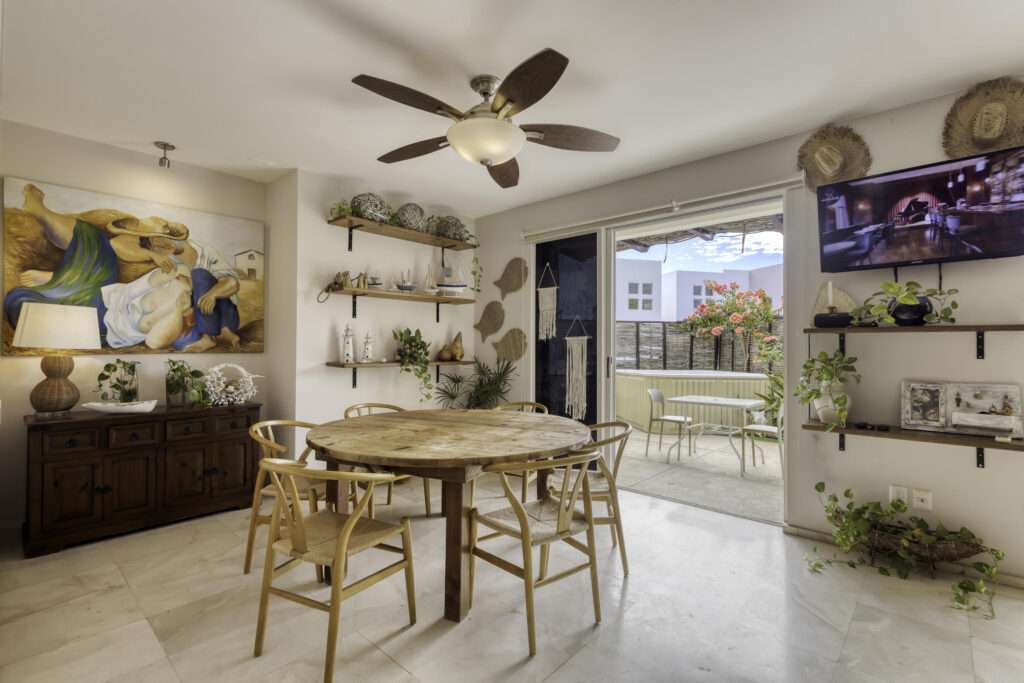 Los Cabos Casa Mex-Agaves Situated within the Casa Mexicana - Agaves community, this thoughtfully designed three-bedroom residence offers a functional and well-planned layout. The main level features a bedroom with an en-suite bathroom and walk-in closet, ideal for guests, multigenerational living, or those seeking stair-free access.A spacious outdoor terrace on the first floor, surrounded by tropical landscaping, provides a serene setting for both relaxation and entertaining. With multiple seating areas, it stands out as a unique feature within Casa Mexicana. The upper level includes two additional bedrooms, each with en-suite bathrooms and walk-in closets, along with the home's main living and kitchen areas. The indoor spaces are seamlessly connected to an additional terrace, enhancing the home's indoor-outdoor living appeal.Additional features include a dedicated laundry area, a two-car garage, and accordion-style hurricane shutters, combining comfort with practicality and peace of mind. – Casa Antigua, San Jose Corridor, San Jose Corridor, BS