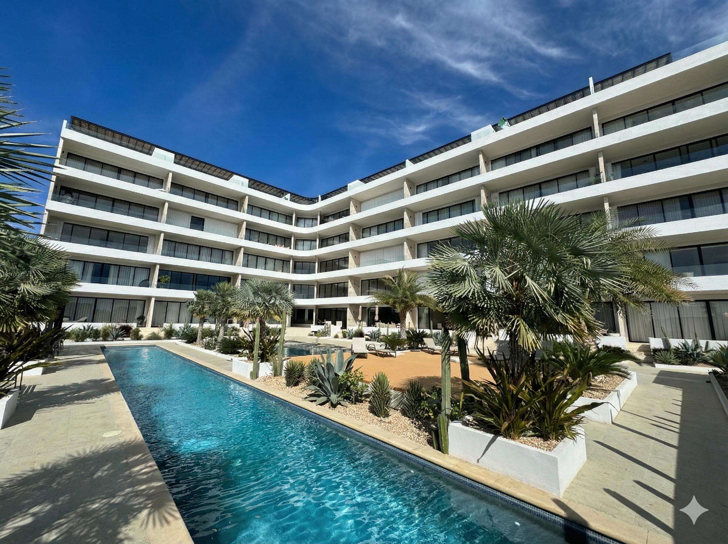 Los Cabos Tramonti Paradiso This ground-floor unit is especially appealing for families or investors targeting pet-friendly or rentals units, thanks to direct garden access, a serene setting, and the convenience of bypassing stairs or elevators all with the comfort, style, and prestige that define Tramonti Paradiso.Beyond the onsite perks, ownership also grants you exclusive access to the elite lifestyle of Quivira Golf Club and Pueblo Bonito Resorts with discounts and privileges at their 29 restaurants, spa and dining venues, elevating this condo from a home to a long-term investment in lifestyle and value.The unit location is so close to the amenities at your doorstep: a semi-Olympic pool, cutting-edge gym, pickleball/paddle courts, clubhouse, business center,deli for sale