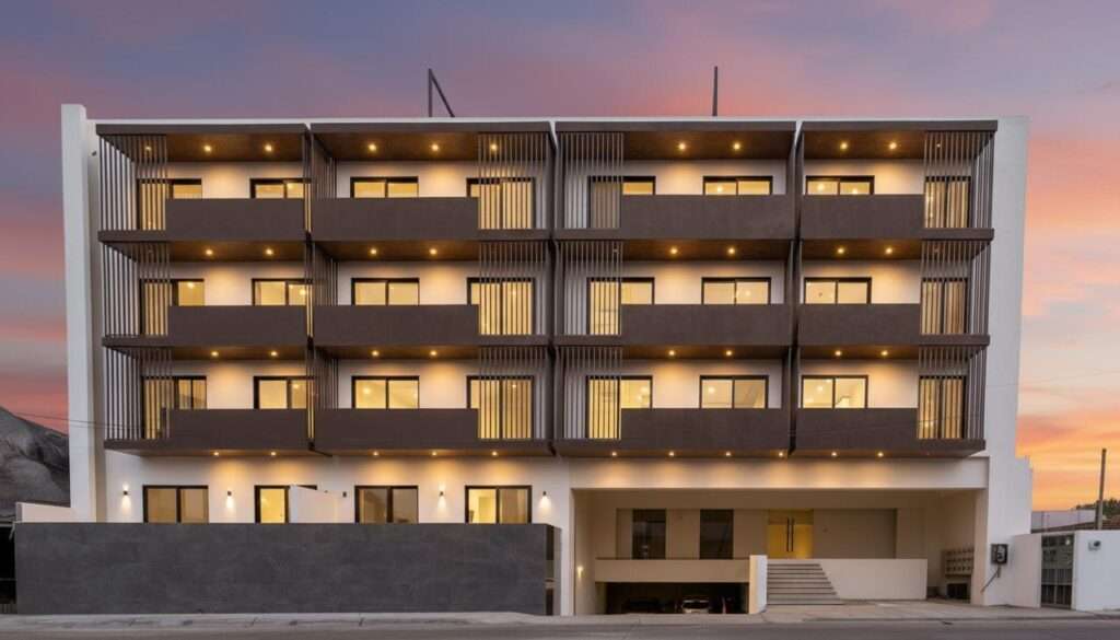 Los Cabos Altamar Torre Altamar es un desarrollo exclusivo en Cabo San Lucas con vistas espectaculares al Arco. Ofrece departamentos de 2 recámaras y 2 baños con acabados modernos. Sus amenidades incluyen gimnasio, coworking, elevador, estacionamiento y un roof garden con alberca infinita y área de grill, ideal para disfrutar atardeceres únicos.Torre Altamar is an exclusive development in Cabo San Lucas with spectacular – Idelfonso Green, Av Centenario, San Jose del Cabo, BS