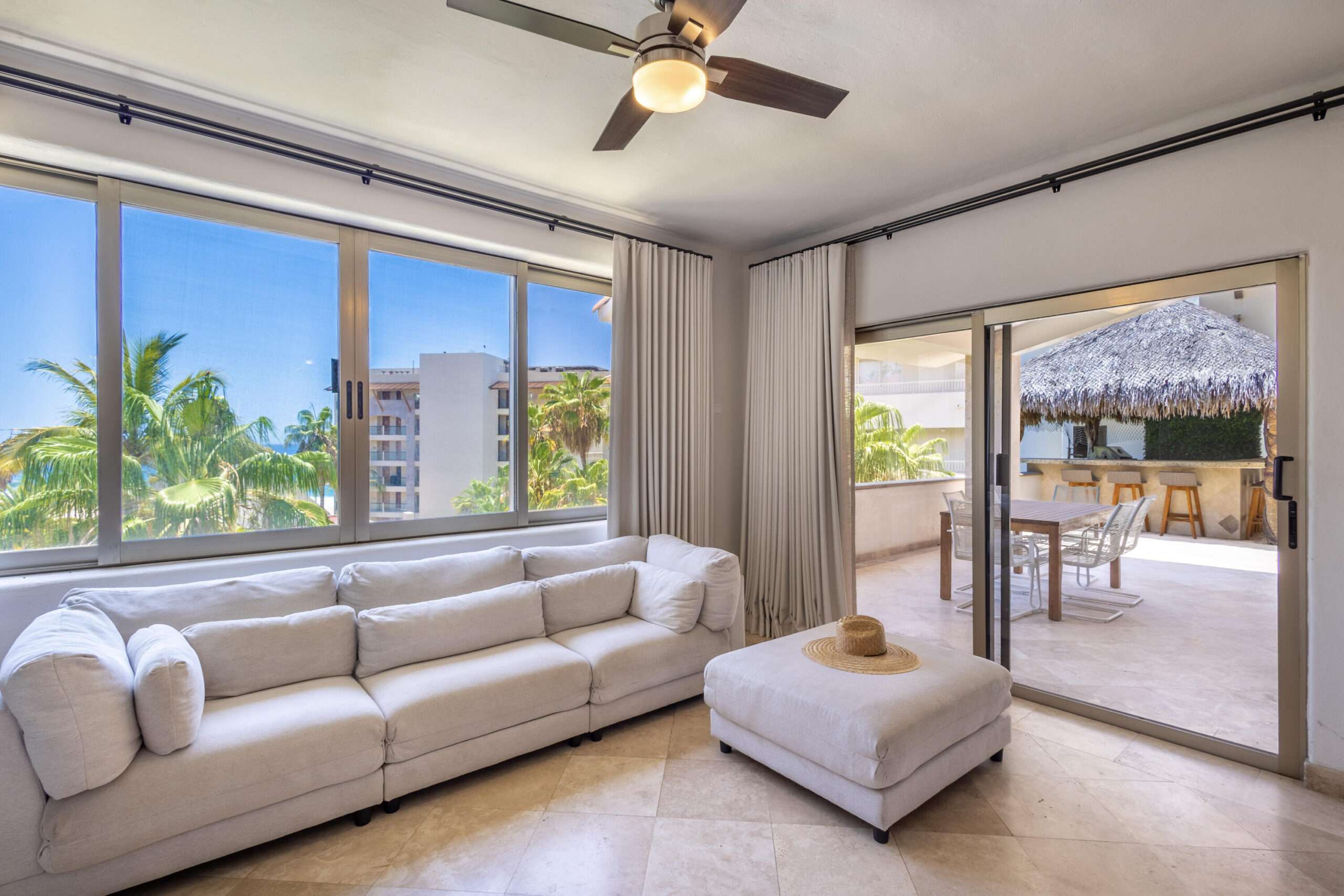 Los Cabos Vistazul TURNKEY AND MOVING READY! , now with a price improvement! Discover your dream retreat at Vistazul 502, a stylish 2 bedroom, 2 bathroom condo in the sought after El Tezal area of Cabo San Lucas. Enjoy open concept living, a spacious terrace, and beautiful mountain and bay for sale