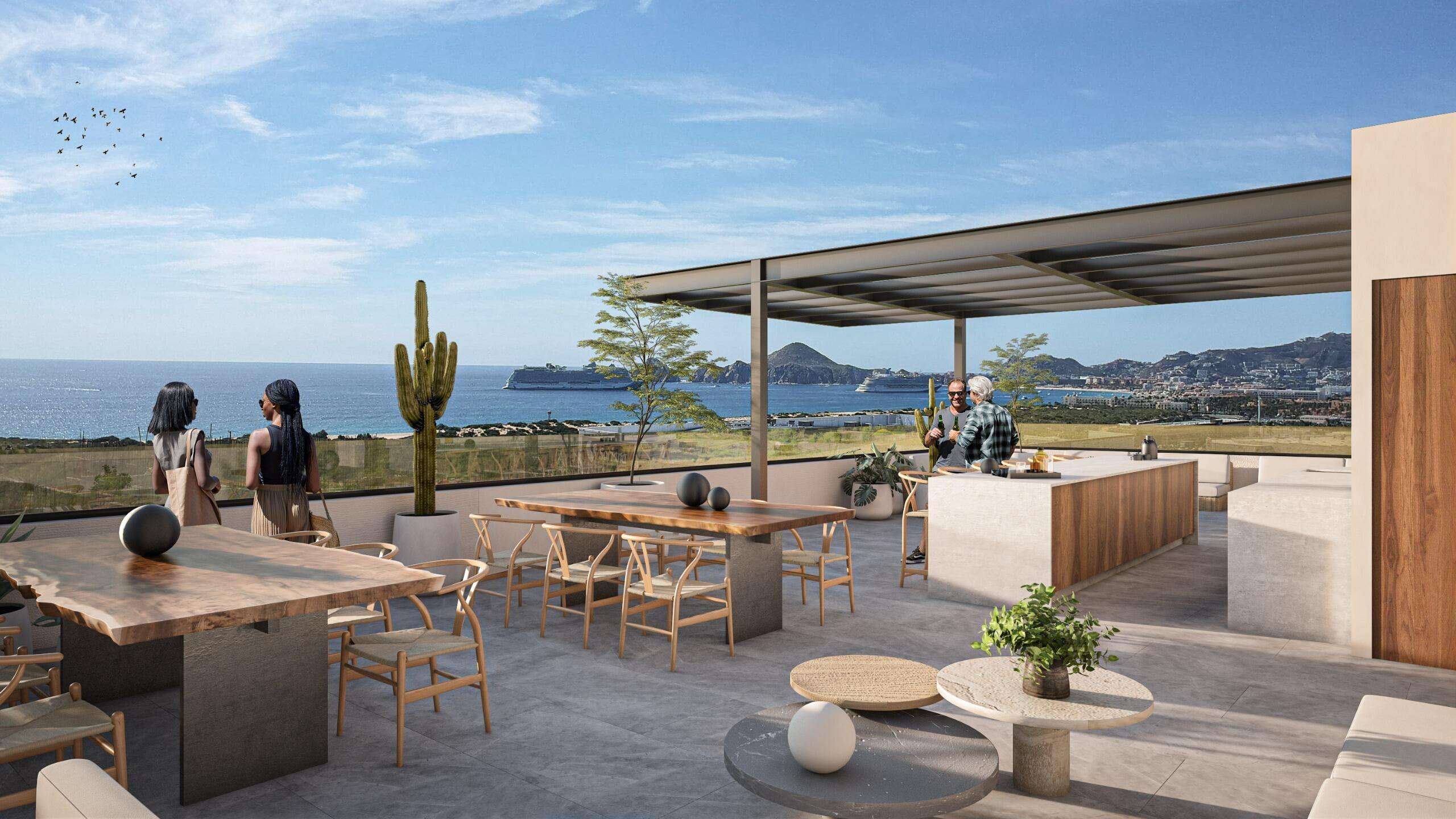 Los Cabos La Choya The Penthouse at Proyecto Cuatro, San José del Cabo, located in the rustic community of Las Animas near Flora Farms and Acre, offers panoramic marina, mountain, and city for sale