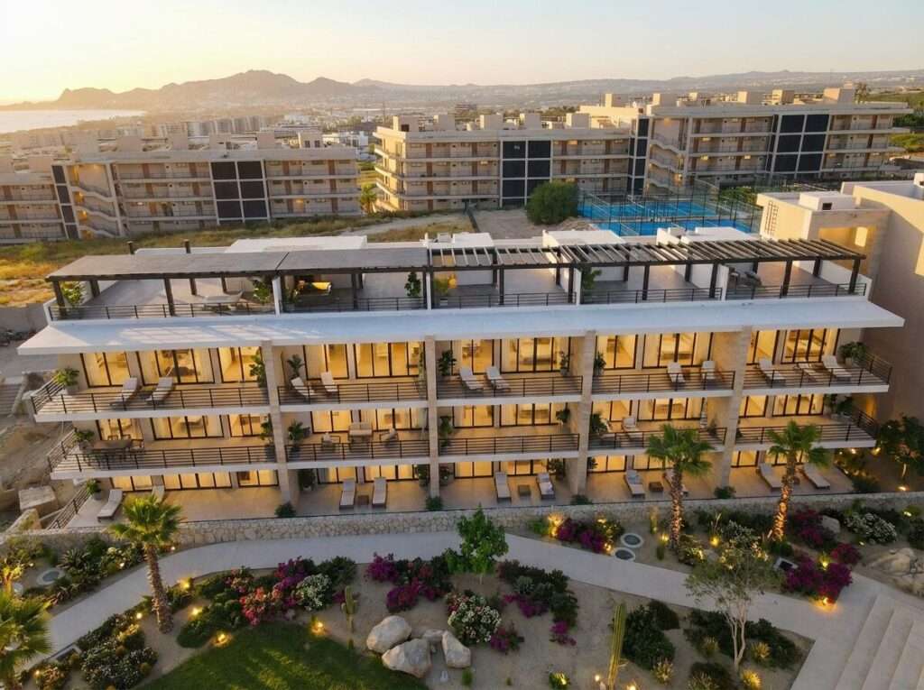 Los Cabos Tramonti Paradiso This ground-floor unit is especially appealing for families or investors targeting pet-friendly or rentals units, thanks to direct garden access, a serene setting, and the convenience of bypassing stairs or elevators all with the comfort, style, and prestige that define Tramonti Paradiso.Beyond the onsite perks, ownership also grants you exclusive access to the elite lifestyle of Quivira Golf Club and Pueblo Bonito Resorts with discounts and privileges at their 29 restaurants, spa and dining venues, elevating this condo from a home to a long-term investment in lifestyle and value.The unit location is so close to the amenities at your doorstep: a semi-Olympic pool, cutting-edge gym, pickleball/paddle courts, clubhouse, business center,deli – Salomon de la Cruz, Cabo Corridor, BS