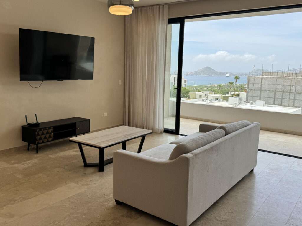 Los Cabos Vistas Del Tezal Modern 2-bedroom, 2-bathroom condo located in the gated community of Vistas del Tezal, one of the most sought-after areas in Cabo San Lucas. This turnkey unit offers comfortable living spaces, quality finishes, quartz countertops and a private terrace with incredible for sale