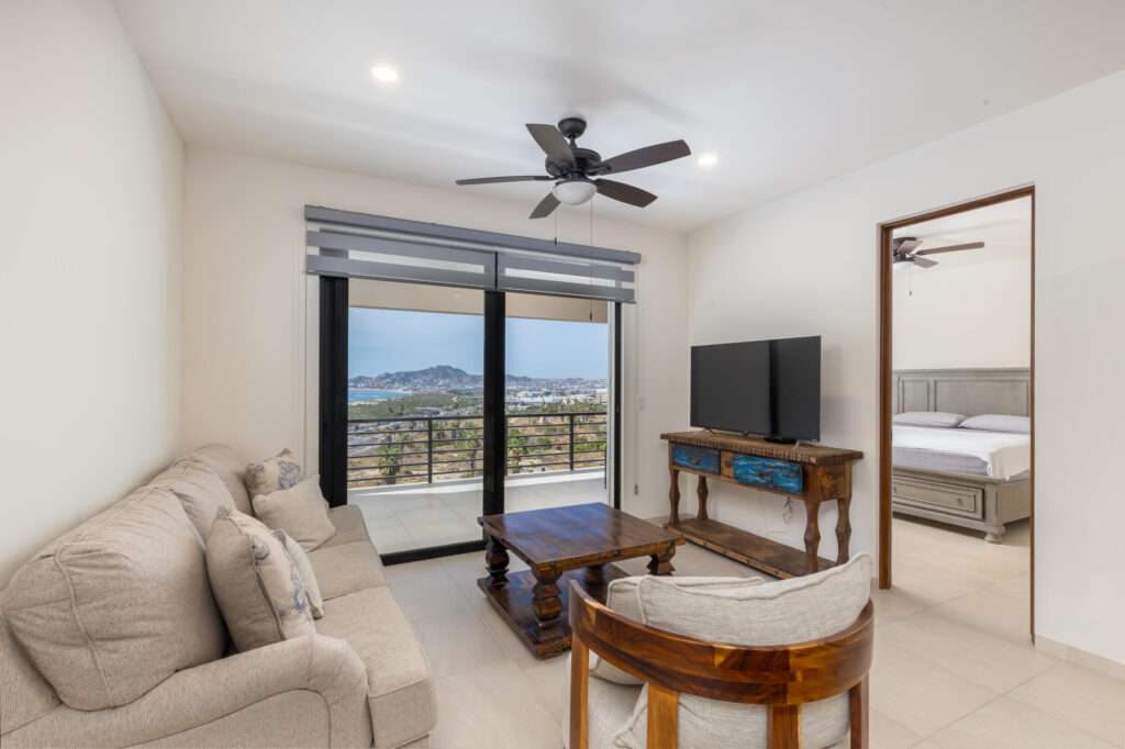 Los Cabos Vistazul TURNKEY AND MOVING READY! , now with a price improvement! Discover your dream retreat at Vistazul 502, a stylish 2 bedroom, 2 bathroom condo in the sought after El Tezal area of Cabo San Lucas. Enjoy open concept living, a spacious terrace, and beautiful mountain and bay – VISTAZUL, Cabo Corridor, BS