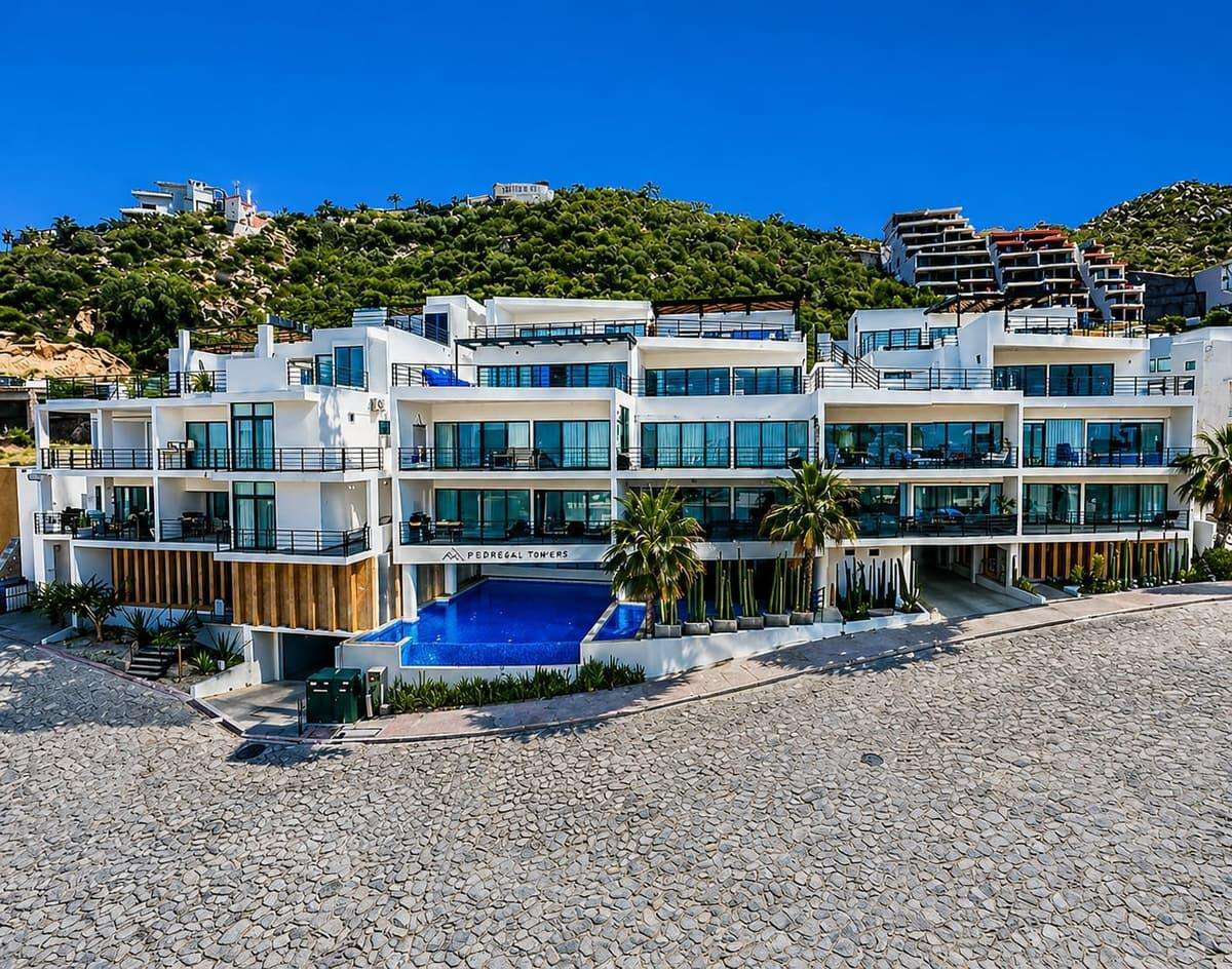 Los Cabos Pedregal Towers Pedregal Towers A03 is a rare 3BR/3BA condo in Cabo San Lucas exclusive Pedregal community, walkable to downtown and the marina. Floor-to-ceiling sliding doors connect the living area to a private terrace with city/mountain – ISLA SAN LUIS, Cabo Corridor, BS